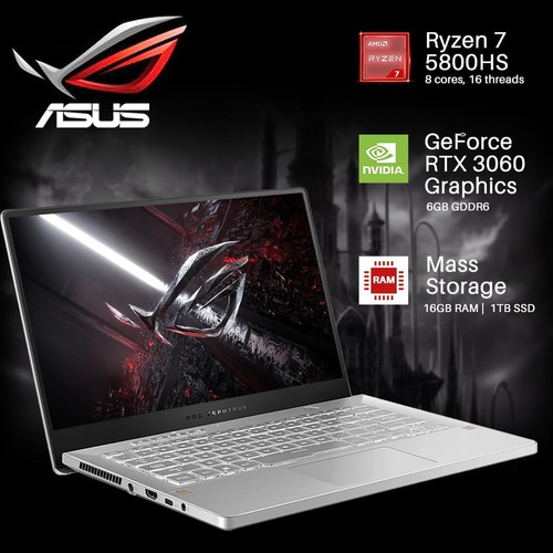 Laptop Asus Rog Zephyrus Ryzen 7 5800hs Rtx 3060 40gb Ram 1