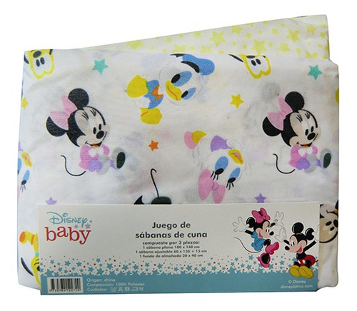 Juego Sábanas Cuna Bebé Disney Mickey Y Minnie