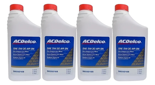 Kit 4l Óleo Sintético Motor Sae 5w30 Api Sn Acdelco/gm