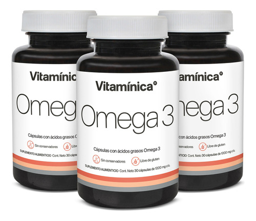  Pack X3 Omega 3 Vitaminica 1000 Mg En Capsulas Sabor Sin Sabor