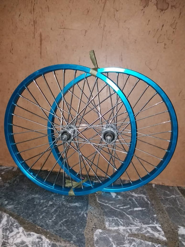 Rin 20 Aro Aluminio Azul Para Bicicleta Par