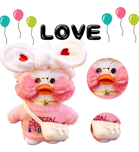 Peluche De Pato Lalafanfan Con Ropa, Regalo De Cumpleaños, 3