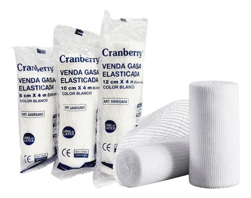 Venda De Gasa Elástica Fijación Cranberry 8cmx4m 20unid.