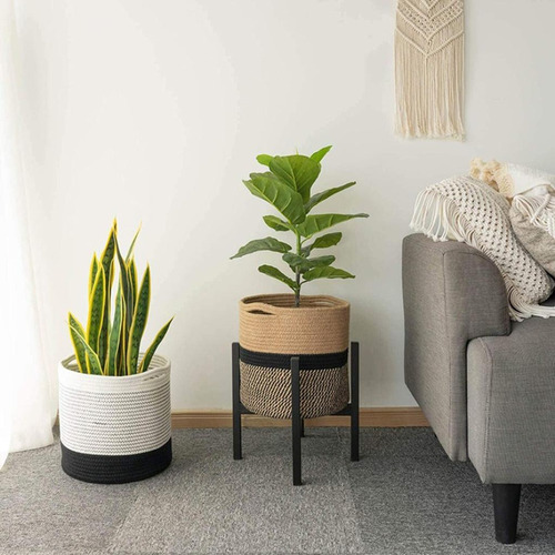 Cesta Perchas De Cuerda Tejida Decorativa Maceta Para El Hog
