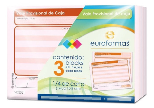5pzas Vale Provisional De Caja Euroformas Er0100 1/4 Carta 5