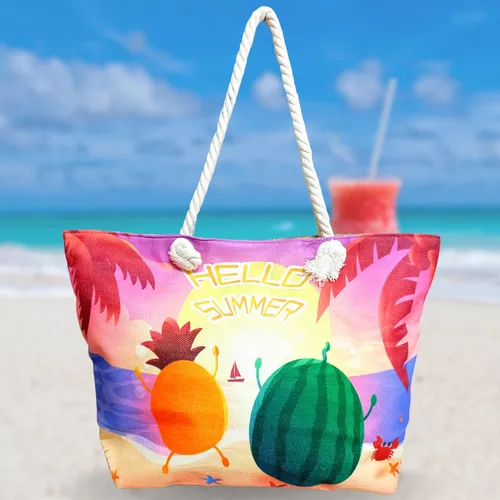 Bolsa De Praia Piscina Grande Sacola Com Forro Impermeável