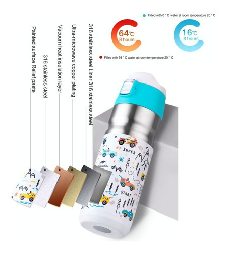 Termo De Acero Inoxidable Vaso Termico Tapa Seguridad 500ml