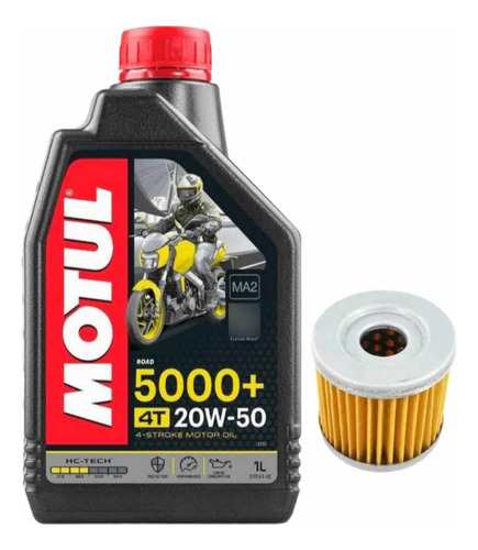 Kit Troca Oleo E Filtro Suzuki Katana 125 Motul 5000 20w50