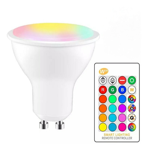 Foco Led Rgb Gu10 8w 15colores + Blanco C/control C/batería