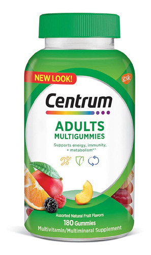 Multivitaminico Centrum Adultos Vitaminas 180 Gomitas Furtas Sabor Frutas