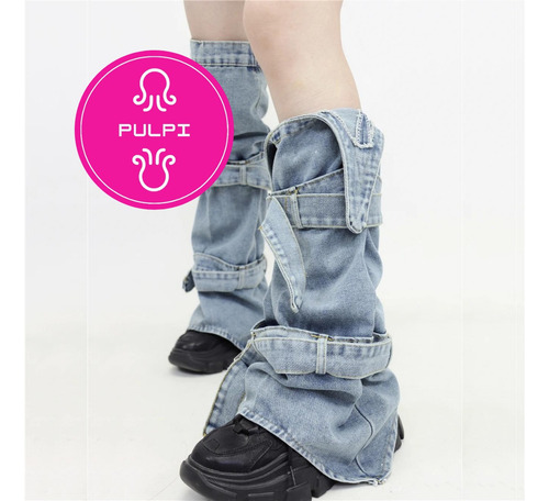 Calentitos Polaina Jean Denim Punk Grunge Y2k Aesthetic