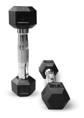 Set 2 Mancuernas Hexagonal Cromo Fit Gimnasio Uso Rudo 3lbs