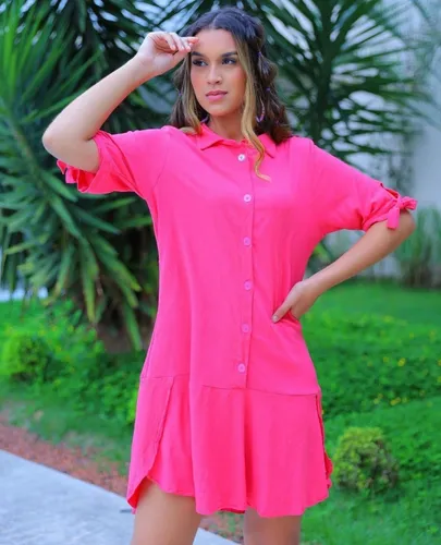 Vestido chemise sales manga curta