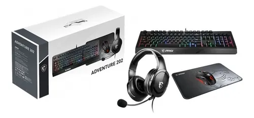 Combo Gamer 4 en 1 MSI Teclado+Mouse+Auricular+Pad Adventure 202 US