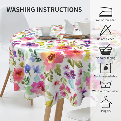 Mantel Redondo Floral Para Mesa Con Estilo Rustico