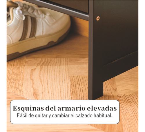 Zapatero Retro 2 Puertas Con Ratán - 3 Niveles, Negro