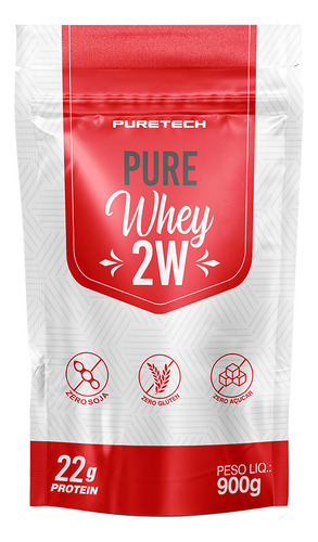 Whey Protein Pure Whey 2w Concentrado E Isolado Pote 900g Refil Morango