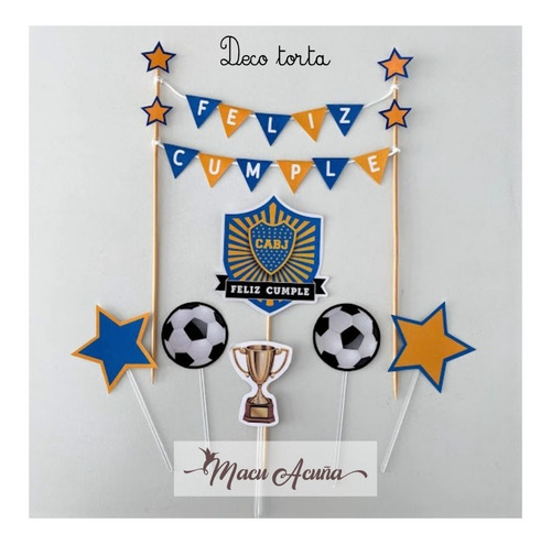 Topper Cupcake Muffins Boca Juniors X12u - Pinchos
