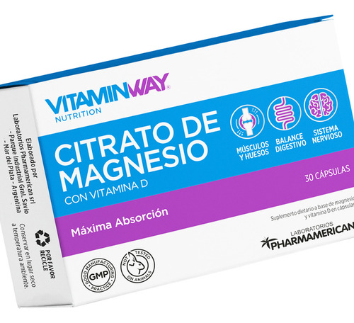Vitamin Way Kit X2 Cajas Citrato De Magnesio Vitamina D X30
