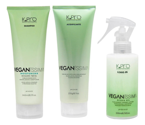 Kpro Kit Veganissíma Sh Moisturizer 240ml+ Acidi + Leave-in