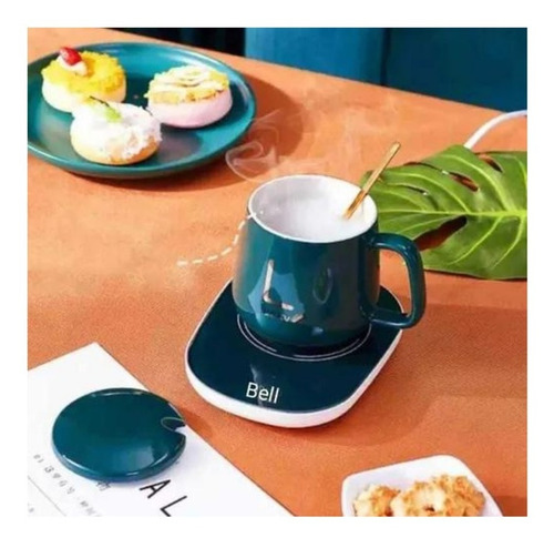 Imagen 6 de 10 de Taza Calentadora Con Base + Cuchara (taza Mug) - Importada