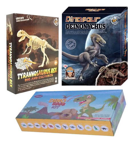 Juguetes De Excavación Para Niños Dinosaurios Paquete De 3