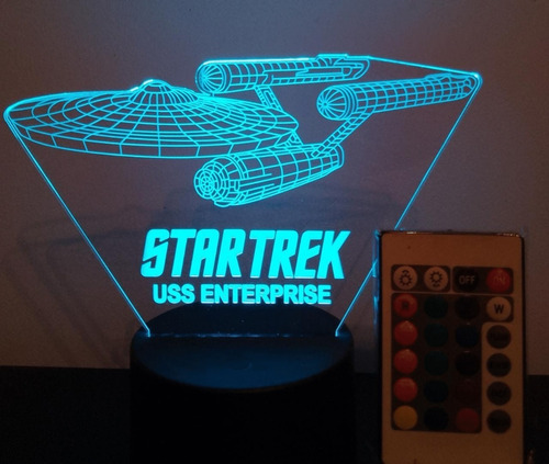 Lampara Led 3d Nave Star Trek Uss Enterprice C/control 