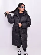 Comprar Campera Larga Mujer Con Capucha Oversize Abrigada Invierno