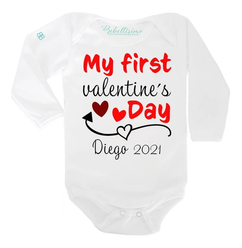 Pañalero Personalizado Bebé San Valentín My First Valentines