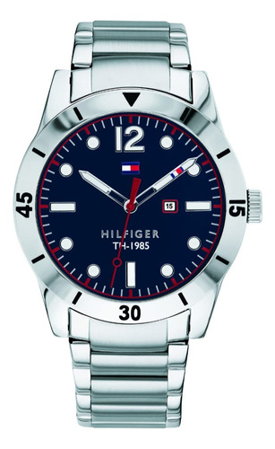 Reloj Tommy Hilfiger 1791459 Para Hombre 42 Mm Plateado Azul