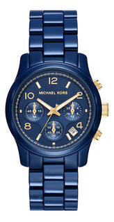 Reloj Mujer Michael Kors Mk7332 Runway Color De La Correa Azul Color Del Bisel Azul Color Del Fondo Azul