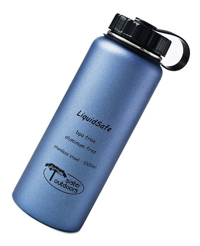 Garrafa Aço Inox 1 L. Boca Larga Hidratação Sister Outdoor Cor Azul