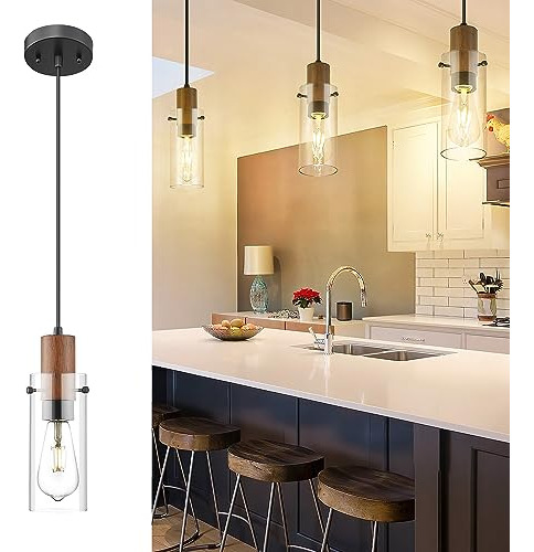 Lámpara Colgante Emak Mini Black, Cristal Transparente, Gran