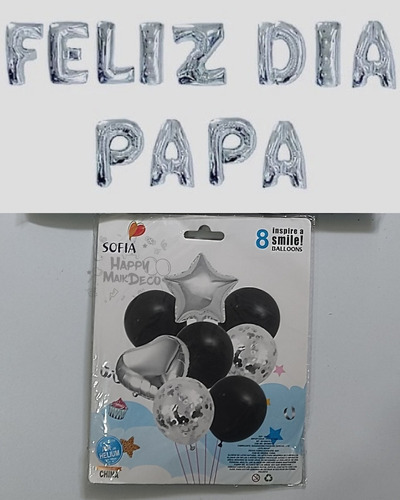 Kit Decoracion Globos, Feliz Día Papá, Día Del Padre Azul.