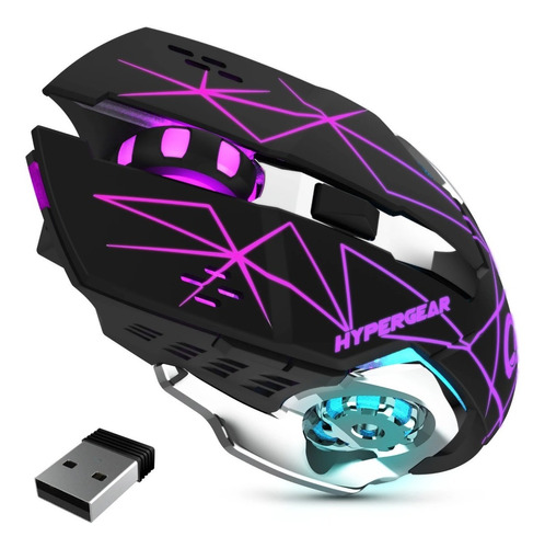 Mouse Inalambrico Luminoso Para Juegos Hypergear Chromium Color Negro