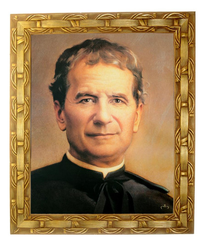 Quadro De São João Bosco, Mod. 01, Tam. 30x25cm. Angelus Dourado
