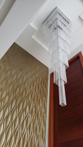 Lustre Plafon Cristal Cascata 60x60 Salas Pé Direito Duplo