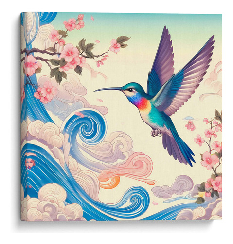 Canvas Lab Cuadro Colibrí Estilo Japonés 120x120, Gitano!