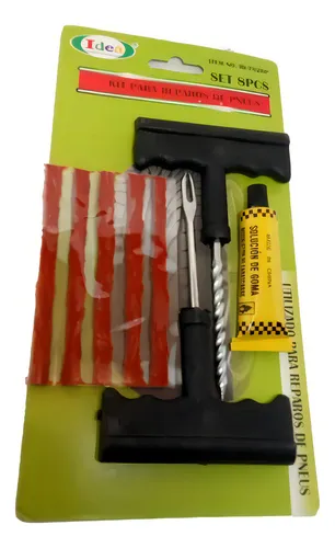 Kit de parches para reparar neumáticos de coche y moto con 15 fideos sin cámara