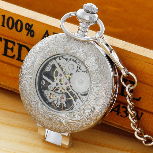 Reloj De Bolsillo Mecánico Acero Inoxidable Para Hombre Color