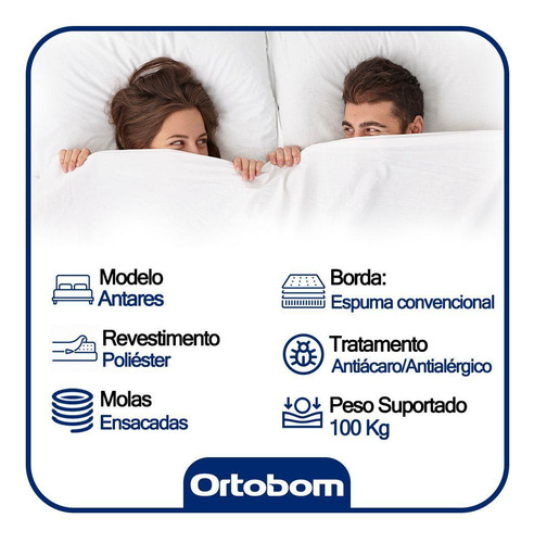 Cama Box Casal Suede+colchão Molas Ensacadas Antares Ortobom