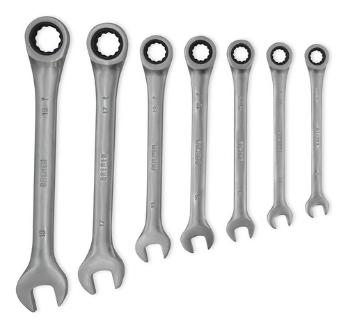Set 7 Kit Llaves Fijas Combinadas Con Crique 8 A 19mm Bremen