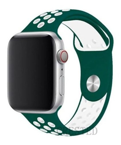 Pulseira Estilo Nike P/ Apple Watch 38/40mm - Verde C Branco