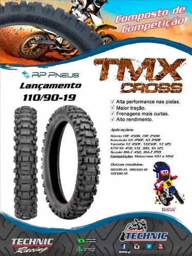 Par Pneu Technic 80/100-21 E 100/100-18 Cross Trilha