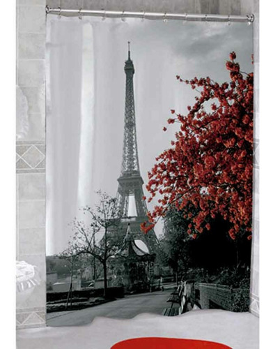 Cortina Baño Paris Torre Eiffel Blanco Negro Diseño Original