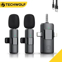Comprar Techwolf 2pcs Micrófonos Inalámbricos Para Celular, Micrófono Lavalier Inalámbrico Type-c, Micrófono Inalámbrico De Solapa Para Teléfonos, Cámaras Y Computadoras