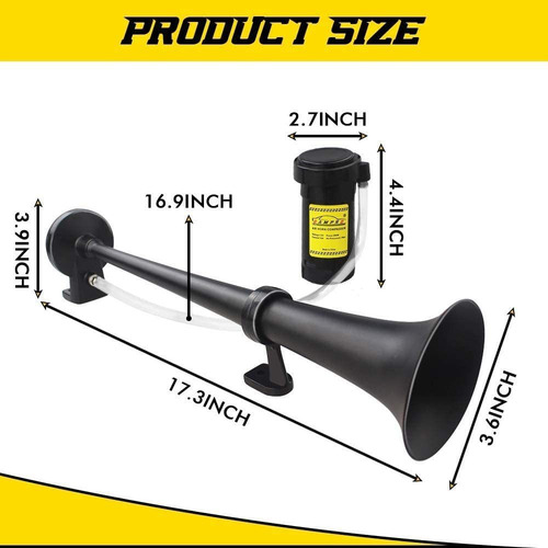 Bocina Neumática Gampro, 12 V, 150 Db, 18 Pulgadas, Zinc Cro