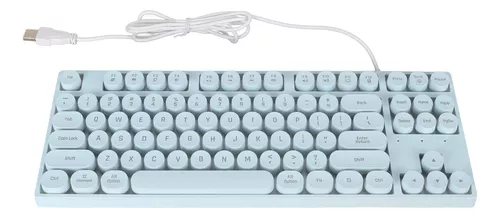 Teclado Mecânico de 87 Teclas, Teclado Redondo de Toque USB Com  Retroiluminação Colorida, Teclado Ergonômico para Jogos de Digitação  Precisa, para PC de Mesa (Branco)