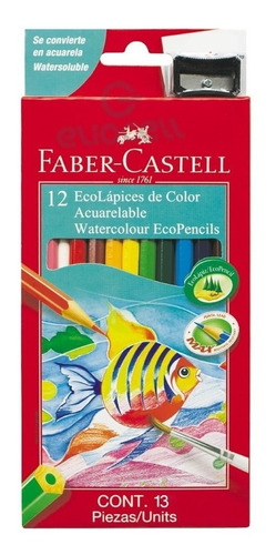 Lápices De Colores Faber Castell Acuarelables X12 Ecolápiz +