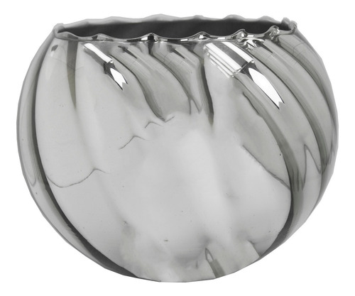 Vaso Canelado Aquário Med-prata Espelhad Lxaxp-20x15,5x20cms